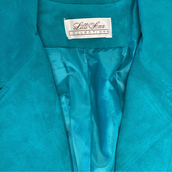 Vintage Lilli Ann Collections UltraSuede Brand Fabric Jacket - Teal - Picture 4 of 7